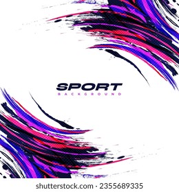Resumen y fondo colorido del pincel con efecto semitonio. Banner deportivo. Ilustración de pincel de roca. Elementos de rajadura y textura para el diseño
