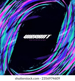 Abstract and Colorful Brush Background with Halftone Effect. Brush Stroke Illustration for Banner, Poster, or Sports Background. Scratch and Texture Elements For Design