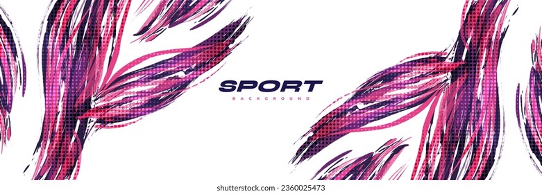 Resumen y fondo colorido del pincel con efecto semitonio. Banner deportivo. Ilustración de pincel de roca. Elementos de rajadura y textura para el diseño