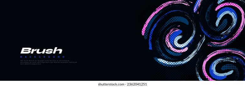 Abstract and Colorful Brush Background with Halftone Effect. Sport Banner. Brush Stroke Illustration. Scratch and Texture Elements For Design