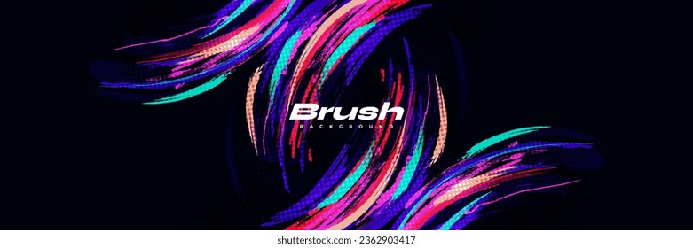 Abstract and Colorful Brush Background with Halftone Effect. Sport Banner. Brush Stroke Illustration. Scratch and Texture Elements For Design