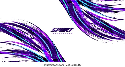 Abstract and Colorful Brush Background with Halftone Effect. Sport Banner. Brush Stroke Illustration. Scratch and Texture Elements For Design