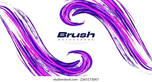 Abstract and Colorful Brush Background with Halftone Effect. Brush Stroke Illustration for Banner, Poster, or Sports Background. Scratch and Texture Elements For Design