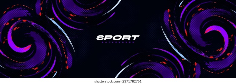 Abstract and Colorful Brush Background with Halftone Effect. Brush Stroke Illustration for Banner, Poster, or Sports Background. Scratch and Texture Elements For Design
