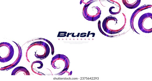 Abstract and Colorful Brush Background with Halftone Effect. Brush Stroke Illustration for Banner, Poster, or Sports Background. Scratch and Texture Elements For Design