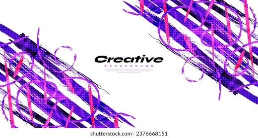Resumen y fondo colorido del pincel con efecto semitonio. Fondo Grunge. Ilustración de pincel de roca para la pancarta, el cartel o el fondo deportivo. Elementos de rajadura y textura para el diseño