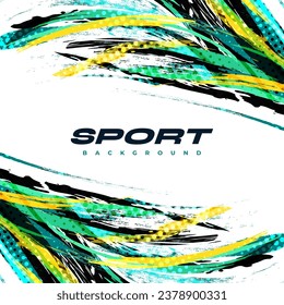 Abstract and Colorful Brush Background with Halftone Effect. Grunge Background. Brush Stroke Illustration for Banner, Poster, or Sports Background. Scratch and Texture Elements For Design
