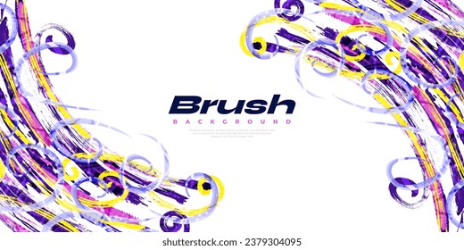 Abstract and Colorful Brush Background with Halftone Effect. Grunge Background. Brush Stroke Illustration for Banner, Poster, or Sports Background. Scratch and Texture Elements For Design