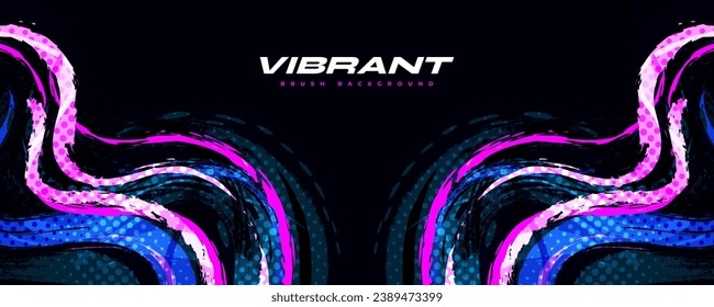 Abstract and Colorful Brush Background with Halftone Effect. Brush Stroke Illustration for Banner, Poster, or Sports Background. Scratch and Texture Elements For Design