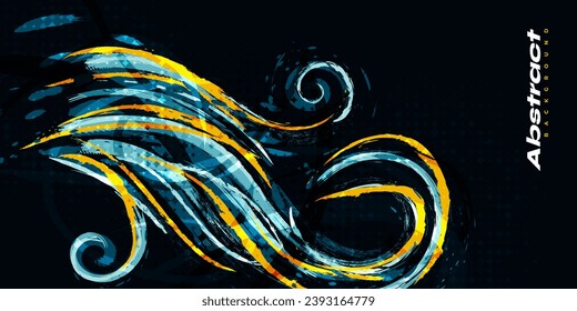 Abstract and Colorful Brush Background with Halftone Effect. Brush Stroke Illustration for Banner, Poster, or Sports Background. Scratch and Texture Elements For Design