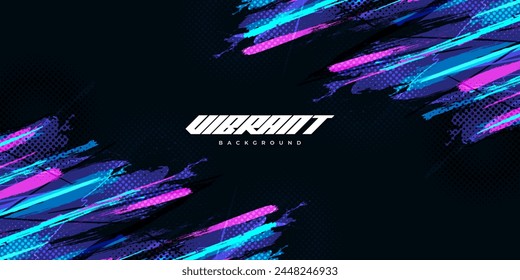 Fondo de pincel Abstractas y colorido con efecto de semitono. Ilustración de pincel para Anuncio, póster o fondo deportivo. Elementos de arañazos y texturas para el diseño