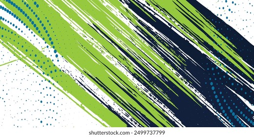 Fondo de pincel Abstractas y colorido con efecto de semitono. Ilustración de trazo de pincel para Anuncio, póster o fondo deportivo. Elementos de rasguño y textura para el diseño