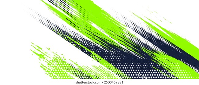 Abstract and Colorful Brush Background with Halftone Effect. Brush Stroke Illustration for Banner, Poster, or Sports Background. 