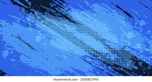 Abstract and Colorful Brush Background with Halftone Effect. Brush Stroke Illustration for Banner, Poster, or Sports Background.