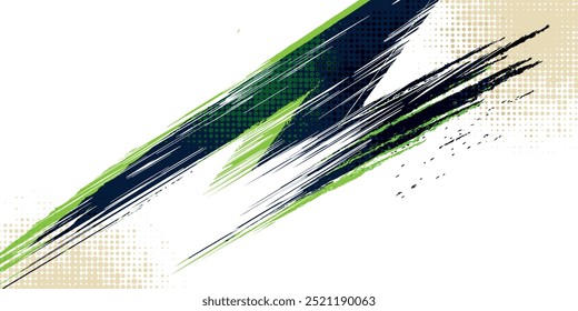 Fondo de pincel Abstractas y colorido con efecto de semitono. Ilustración de trazo de pincel para Anuncio, póster o fondo deportivo