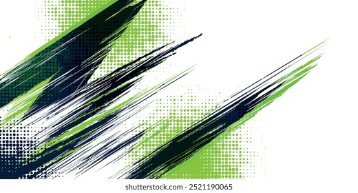 Fondo de pincel Abstractas y colorido con efecto de semitono. Ilustración de trazo de pincel para Anuncio, póster o fondo deportivo