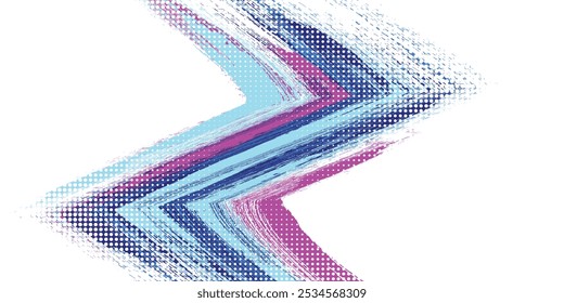 Abstract and Colorful Brush Background with Halftone Effect. Grunge Background. Brush Stroke Illustration for Banner, Poster, or Sports Background. Scratch and