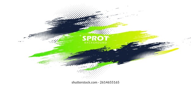 Abstract and Colorful Brush Background with Halftone Effect. Brush Stroke Illustration for Banner, Poster, or Sports Background. Scratch and Texture Elements For Design