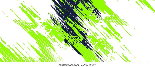 Abstract and Colorful Brush Background with Halftone Effect. Brush Stroke Illustration for Banner, Poster, or Sports Background.