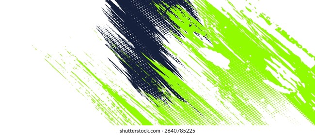 Abstract and Colorful Brush Background with Halftone Effect. Brush Stroke Illustration for Banner, Poster, or Sports Background.