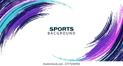Abstract and Colorful Brush Background with Halftone Effect. Sport Banner. Brush Stroke Illustration. Scratch and Texture Elements For Design