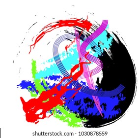 abstract colorful brush stroke on white background, vector illustration