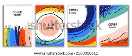 Abstract. Colorful brush stroke set of background. Modern design cover templates, posters, ad banners, brochures, flyers, covers. Vector.