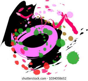 abstract colorful brush stroke and splashes on white background, vector illustration