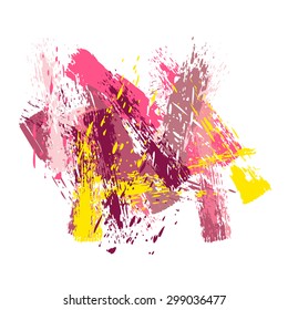 Abstract colorful brush stroke and splatter background. Vector illustration.