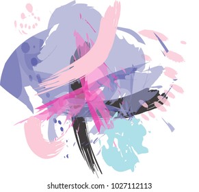 abstract colorful brush strokes on white background, vector illustration