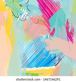 Abstract colorful brush strokes pattern background.