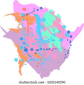 abstract colorful brush strokes and splashes on white background, vector illustration