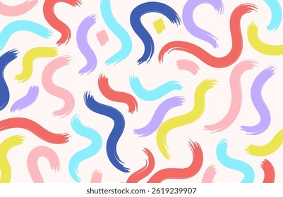 Abstract Colorful Brush Strokes, Swirls, Paint, Art, Design, Background, Pattern, Texture, White