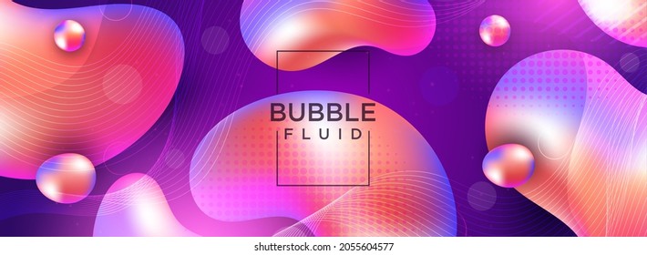 Abstract Colorful Bubble with Fluid with Dynamic Style Background Design.