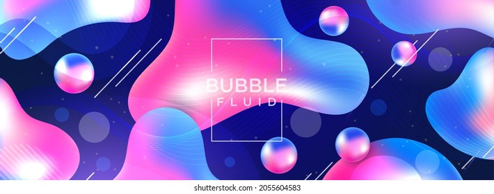 Abstract Colorful Bubble with Fluid with Dynamic Style Background Design.