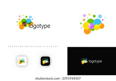 Abstract colorful bubble logo with overlapping circles. Represents creativity, innovation, energy, mind. Suitable for digital media, communication, social networks, technology, education. Vector logo