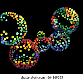  Abstract colorful bubbles isolated on a black background. Vector illustration.