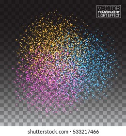 Abstract Colorful Burst Effect of Colors Paint Splash Glitter on Transparency Background. Element for your design. Vector illustration.