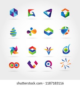 Abstract Colorful Business Logo Set Sign Symbol Icon