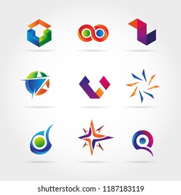 Abstract Colorful Business Logo Set Sign Symbol Icon