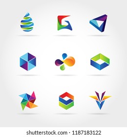 Abstract Colorful Business Logo Set Sign Symbol Icon