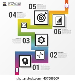 Abstract colorful business path. Timeline infographic template. Vector illustration