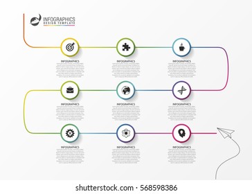 Abstract Colorful Business Path. Timeline Infographic Template. Vector Illustration