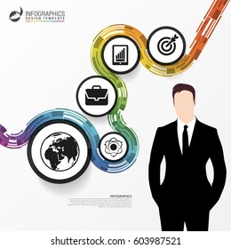Abstract colorful business path. Timeline infographic template. Vector illustration