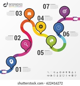 Abstract colorful business path. Timeline infographic template. Vector illustration