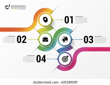 Abstract colorful business path. Timeline infographic template. Vector illustration