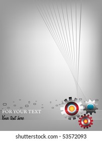 Abstract colorful business template with three colored metallic gears