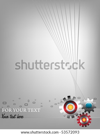 Abstract colorful business template with three colored metallic gears