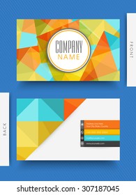 Abstract colorful business or visiting card design with two sided presentation.