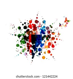 Abstract colorful butterflies background